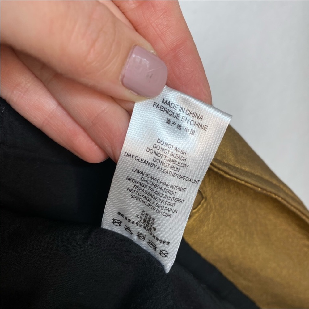 IRO Gold Metallic leather Jacket size 38 - Picture 8 of 12